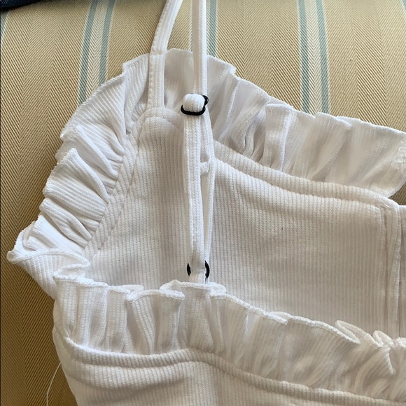 COTTON RIBBED BODYSUIT FEMININE RUFFLED TOP SURROUND QUALITY ALL RIBBED COTTON - Picture 8 of 10